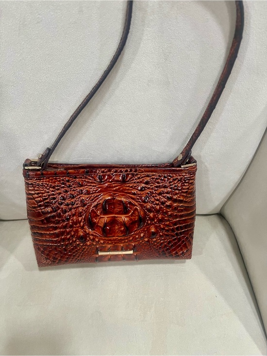 Brahmin Handbags - Small Brahmin Croc-Embossed shoulder bag in Burnt Chestnut